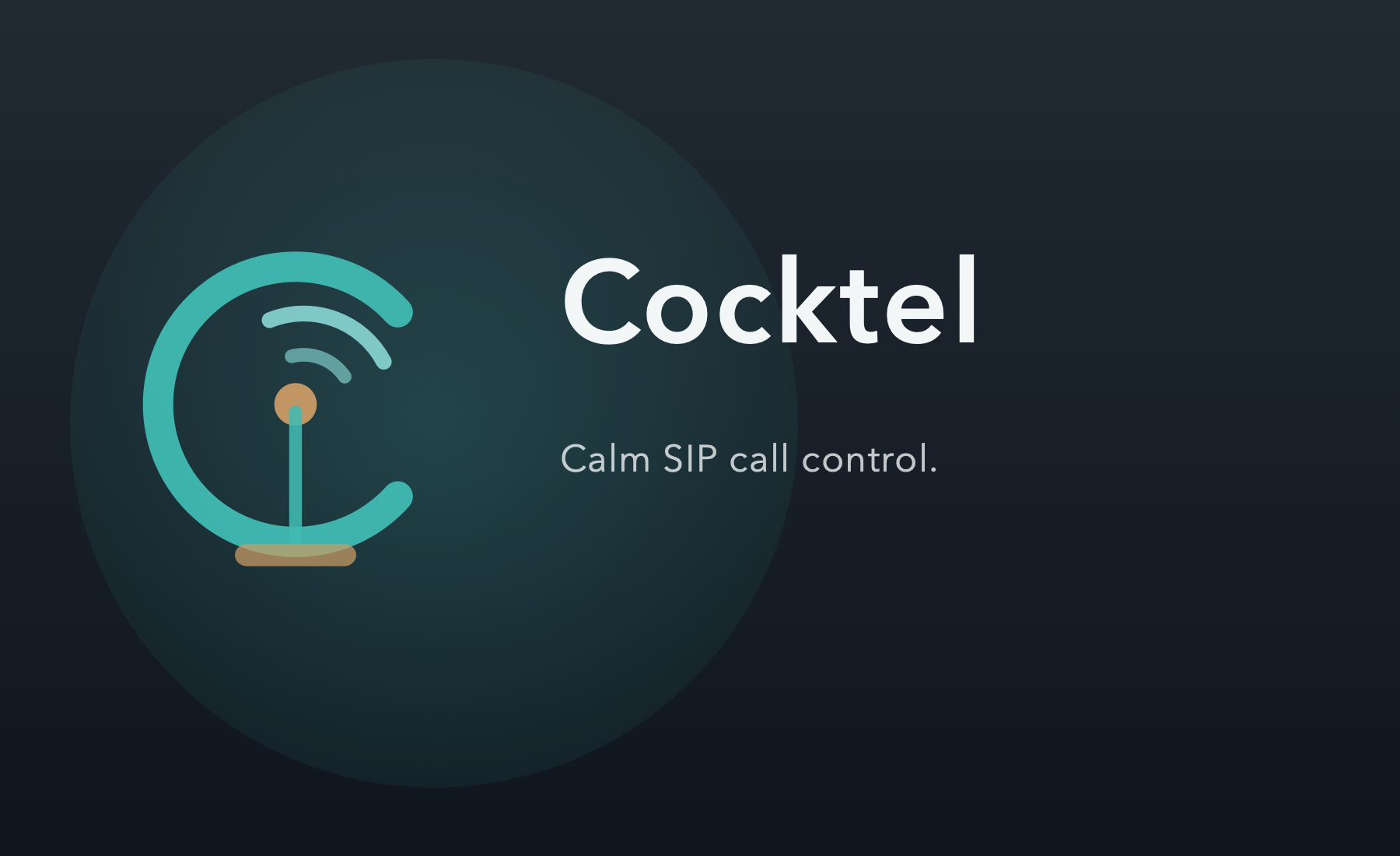 Cocktel artwork showing a refined dark interface composition with signal-ring brand geometry.